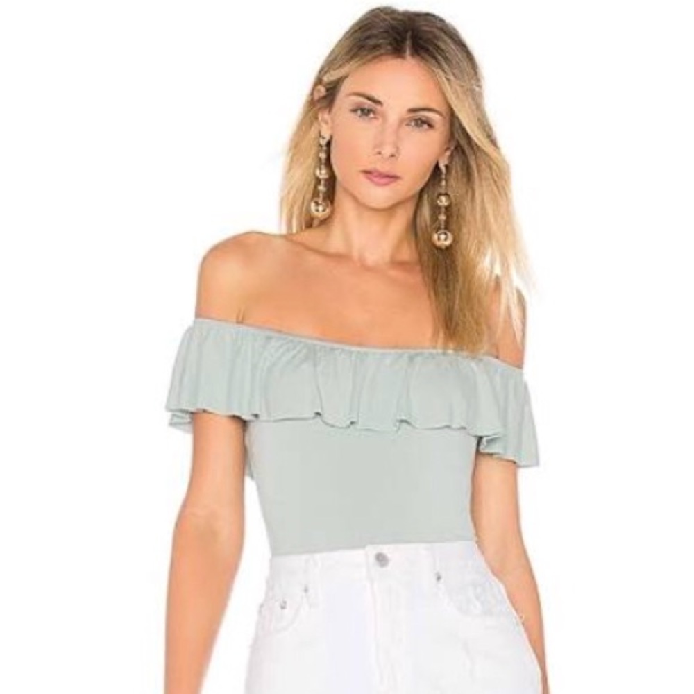 Ruffle bodysuit in SAGE